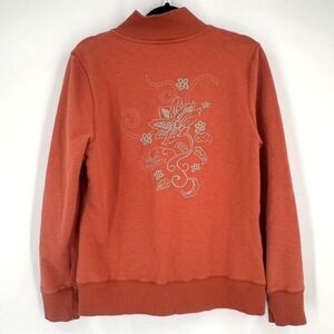 Royal Robbin’s Women’s Full Zip Sweatshirt SZ L Embroidered Pumpkin Spice Orange
